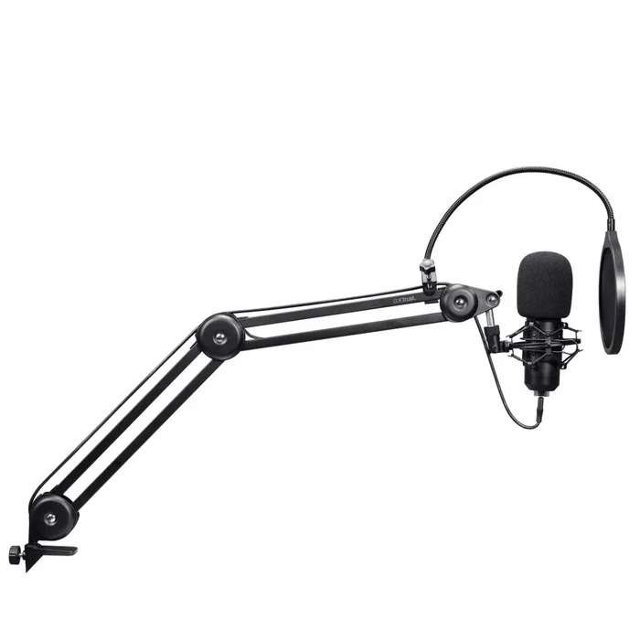 Trust Gaming GXT 270 Emita II+ Micrófono para Streaming con Brazo Ajustable, USB, Negro