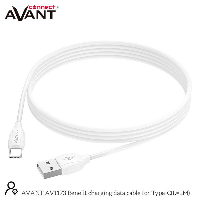 AVANT CONNECT Cable de carga rápida USB-A a USB-C 3A 2m para teléfono, tableta y accesorios