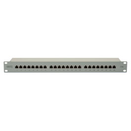 DIGITUS Patch Panel Cat 5e de 24 puertos RJ45, apantallado, 1U, gris