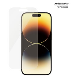PanzerGlass Protector de Pantalla de Vidrio Templado para iPhone 14 Pro, Aplicación en Seco, Antibacteriano, Resistente a Rayones y Golpes, Transparente - 1 Unidad