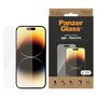 PanzerGlass Protector de Pantalla de Vidrio Templado para iPhone 14 Pro, Aplicación en Seco, Antibacteriano, Resistente a Rayones y Golpes, Transparente - 1 Unidad