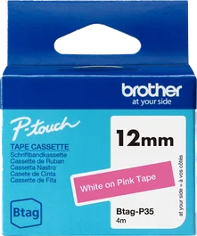 Brother Btag-P35 Cinta Mecanográfico Blanco sobre Rosa