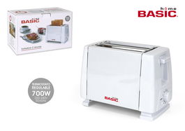 Basic Home Tostadora Blanca, 2 Ranuras, 700W, Medidas: 20.5 x 11.5 x 16 cm (4 Unidades)