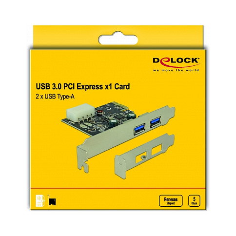 DeLOCK 89243 Tarjeta de expansión PCIe con 2 puertos USB 3.2 Gen 1 Tipo-A
