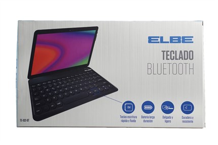 Elbe TE-102-BT Teclado Bluetooth Slim Negro Batería Recargable Compatible Windows iOS Android Smart TV