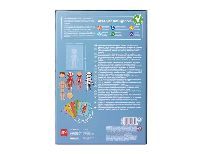 APLI Juego Magnético Educativo El Cuerpo Humano con 63 Imanes y 15 Fichas