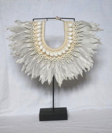 DKD Home Decor Decoración de Pluma y Conchas Beige