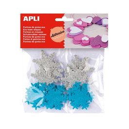 Apli 22 Copos de Nieve de Goma Eva Adhesiva con Purpurina
