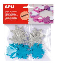 Goma Eva Apli Formas Adhesivas Con Purpurina Copo Nieve Bolsa De 22 (Set de 5)