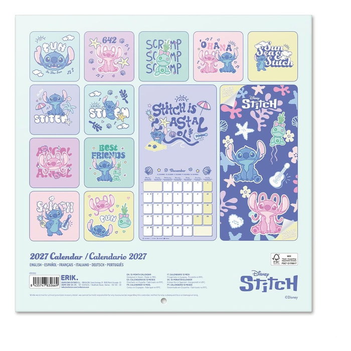 Grupo Erik Disney Stitch Calendario de pared 2027 30 x 30 cm
