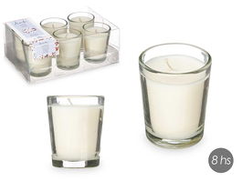 ACORDE Set 6 Velas en Vaso de Vidrio Aroma Algodón Blanco 16x11x6.5 cm (Set de 12)