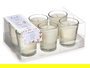 ACORDE Set 6 Velas en Vaso de Vidrio Aroma Algodón Blanco 16x11x6.5 cm (Set de 12)