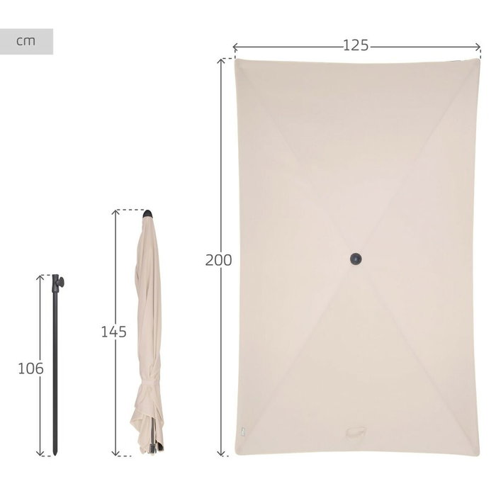Color Baby Aktive-Sombrilla Balcon Orientable 125X200Cm Polyester Cr Color Baby Aktive-Sombrilla Balcon Orientable 125X200Cm Polyester Cr