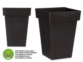 Maceta Cuadrada Antracita Con Reserva Agua 30 cm Ibergarden (Set de 6)