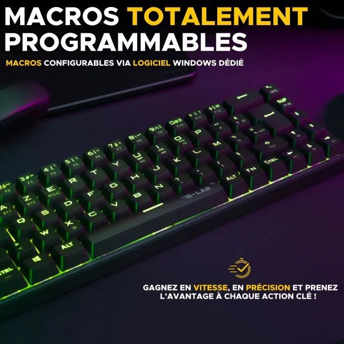 The G-Lab Teclado para juegos KEYZ TITAN triple modo Mecánico interruptor rojo Inalámbrico RGB
