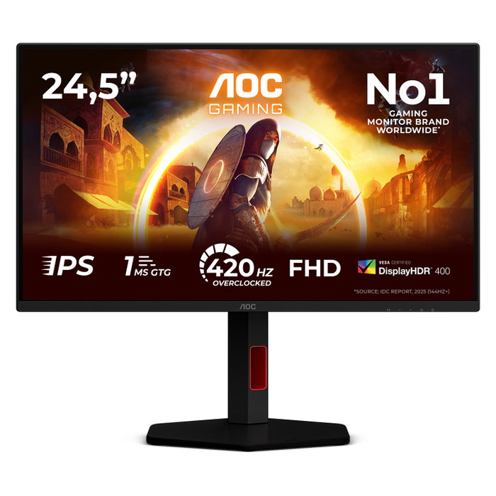AOC 25G4KUR Monitor Gaming 24,5 pulgadas Full HD Fast IPS 420Hz (OC) el color Negro, Rojo AOC 25G4KUR Monitor Gaming 24,5 pulgadas Full HD Fast IPS 420Hz (OC) el color Negro, Rojo