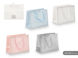 Pincello Bolsa Asa Puntos Relieve Surtidos Col 23x18x10 cm Papel y Textil (Set de 48)