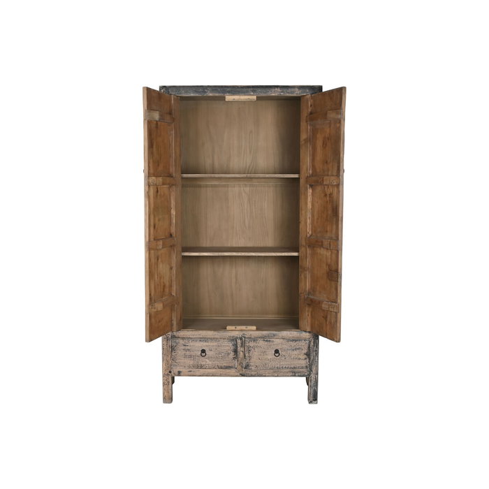 DKD Home Decor Armario de Olmo Macizo Azul Petróleo con 2 Puertas y 2 Cajones DKD Home Decor Armario de Olmo Macizo Azul Petróleo con 2 Puertas y 2 Cajones