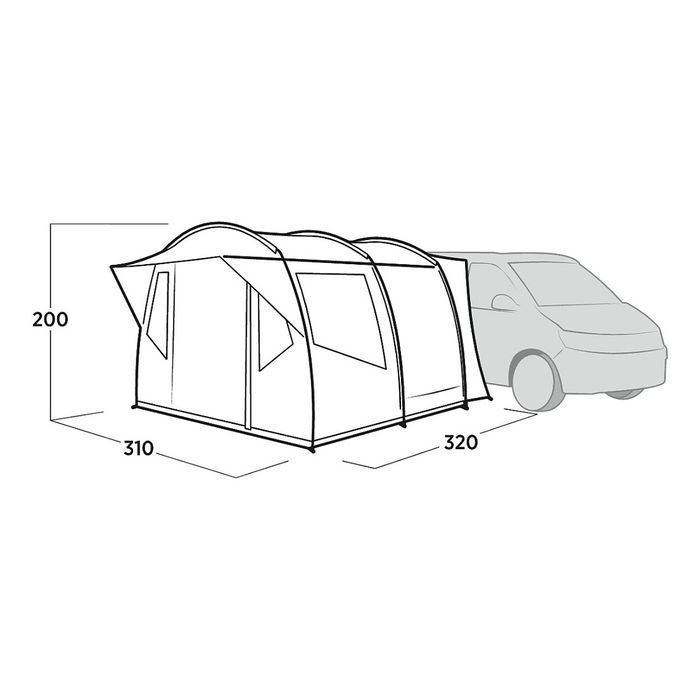 Easy Camp Tunnel-Busvorzelt Reine (dunkelgrau/hellgrau, mit Vordach, Modell 2025) Avance independiente para autocaravana Gris