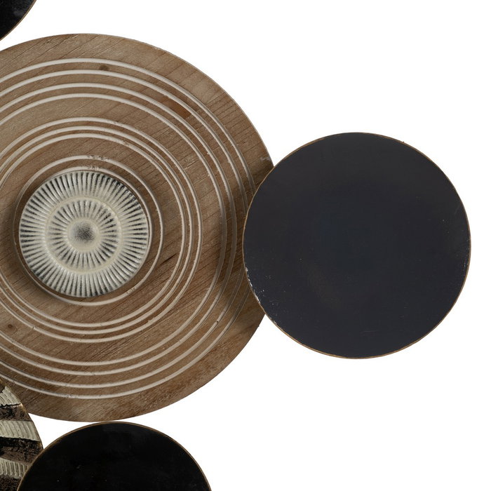 Mural Pared Reloj Natural-Negro Metal 128,30 X 7 X 64,10 cm