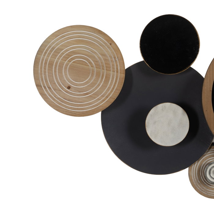Mural Pared Reloj Natural-Negro Metal 128,30 X 7 X 64,10 cm