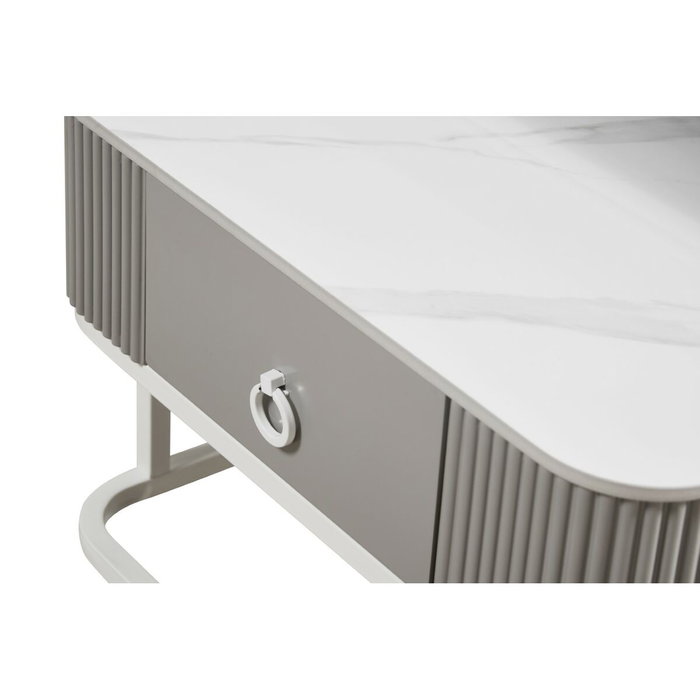 DKD Home Decor Set de 2 Mesas de Centro de Piedra Sinterizada Blanca