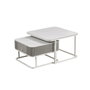DKD Home Decor Set de 2 Mesas de Centro de Piedra Sinterizada Blanca