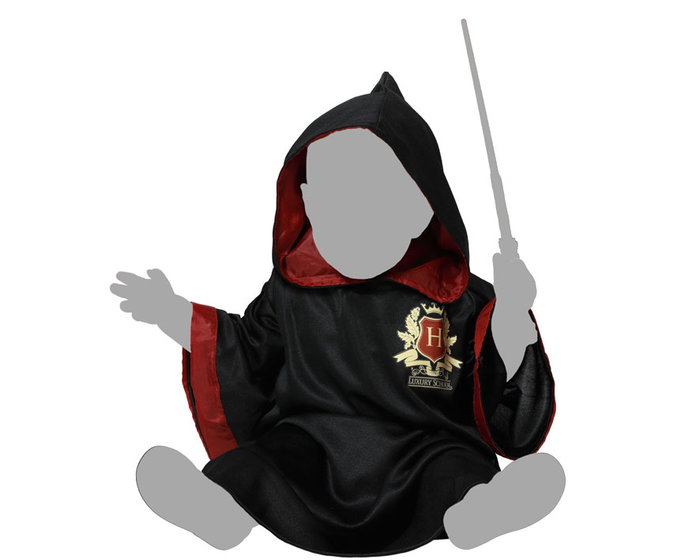 Disfraz Bebé Estudiante de Magia Unisex, Túnica Negra con Capucha y Escudo Dorado, para Carnaval, Fiestas y Juegos 12-24 Meses Disfraz Bebé Estudiante de Magia Unisex, Túnica Negra con Capucha y Escudo Dorado, para Carnaval, Fiestas y Juegos 12-24 Meses