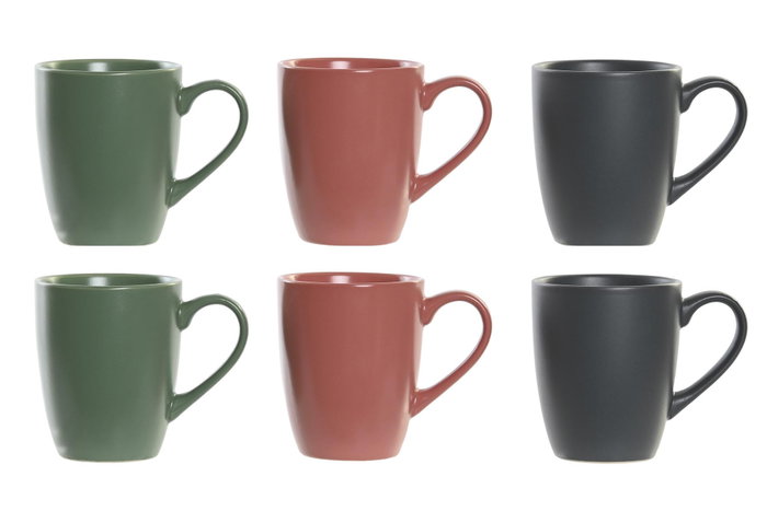 DKD Home Decor Set de 6 tazas Lianfeng 21 de gres y rubberwood, verde DKD Home Decor Set de 6 tazas Lianfeng 21 de gres y rubberwood, verde
