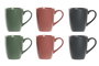 DKD Home Decor Set de 6 tazas Lianfeng 21 de gres y rubberwood, verde