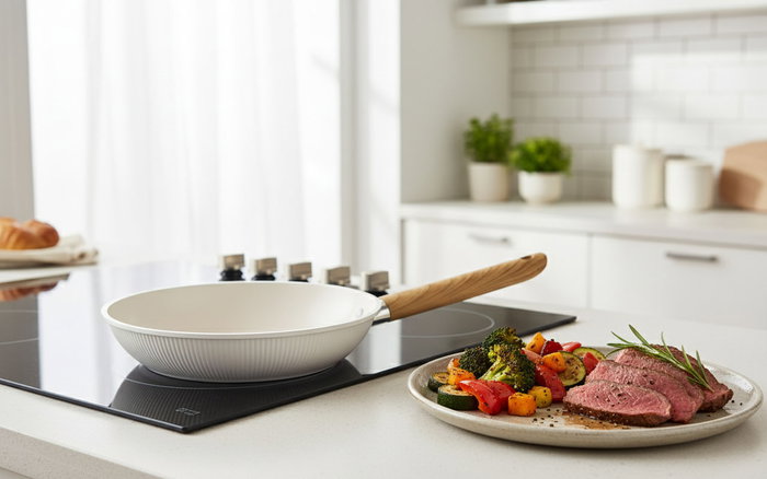 Inde Sartén Daisy Quttin 28 cm de Aluminio Fundido para Inducción, Antiadherente, Pared 1.3-1.7mm (6 Unidades)