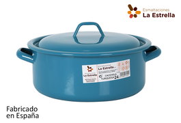 La Estrella Cacerola Esmaltada con Tapa Turquesa 24 cm (6 Unidades)