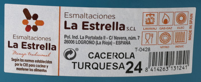 La Estrella Cacerola Esmaltada con Tapa Turquesa 24 cm (6 Unidades)