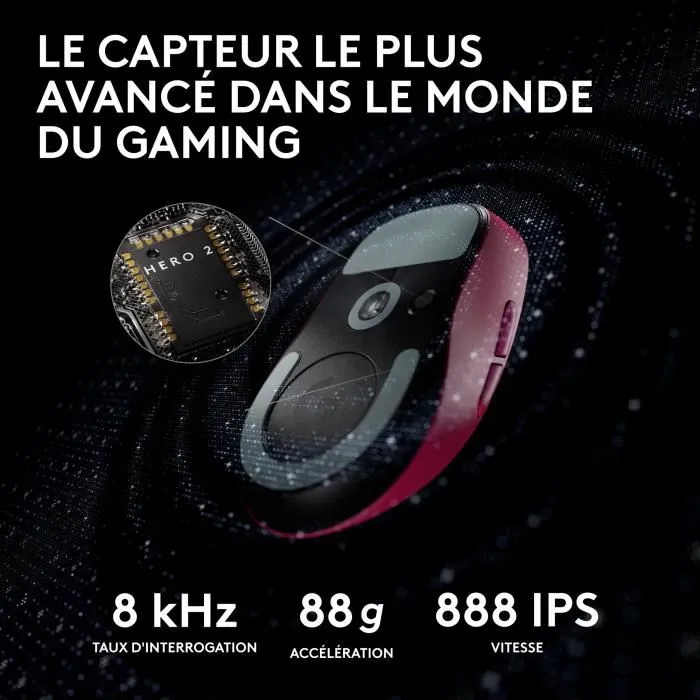 Logitech G Pro X Superlight 2 LS Ratón Gaming 910-006798 - Rojo, Ligero, Sensor HERO 25K, Wireless, Batería Larga Duración