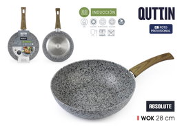 Inde Sartén Wok de Aluminio Forjado con Mango de Acero Antiadherente Quttin, 28 cm (6 Unidades)