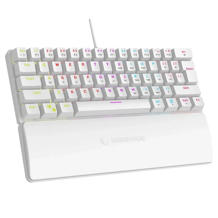 Rampage Plower K60 Teclado Mecánico Gaming Switch Azul Retroiluminado Blanco Distribución Polaca