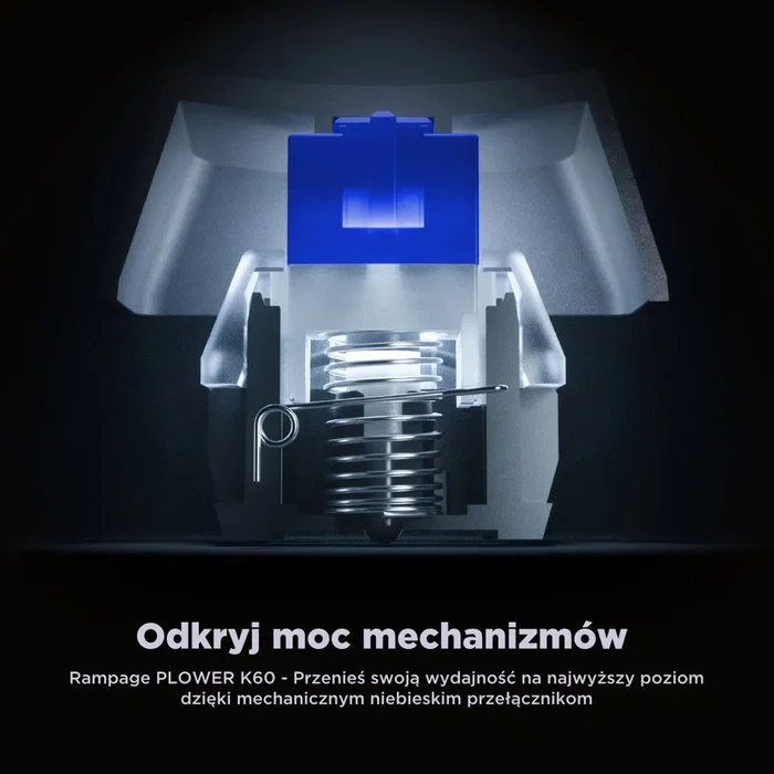 Rampage Plower K60 Teclado Mecánico Gaming Switch Azul Retroiluminado Blanco Distribución Polaca
