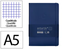 Antartik Cuaderno A5 Tapa Dura 100 Hojas Cuadriculadas Azul Marino 80gr FSC