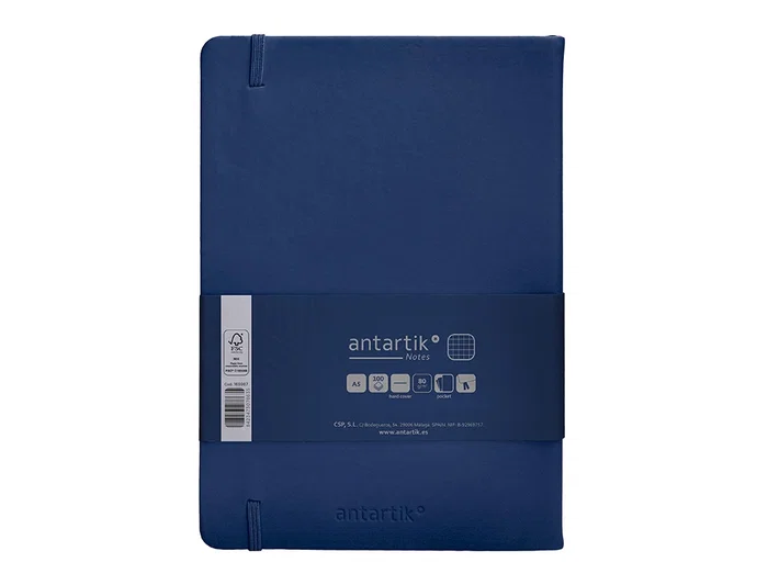 Antartik Cuaderno A5 Tapa Dura 100 Hojas Cuadriculadas Azul Marino 80gr FSC