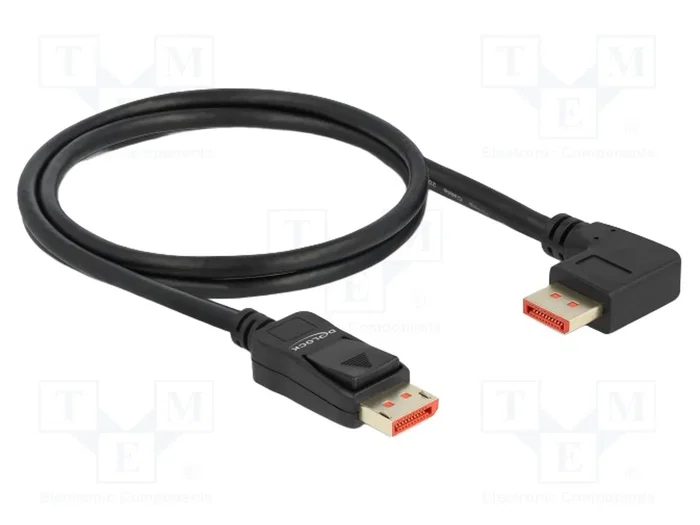 DeLOCK Cable DisplayPort 8K 60 Hz 1 m con conector angular 90° derecha, Negro