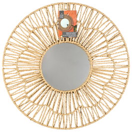 Home Deco Factory Espejo Mirage redondo de metal, madera MDF y vidrio, diámetro 50 cm