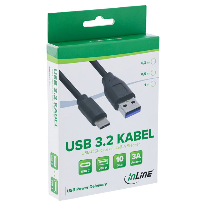 InLine 35711 Cable USB C a USB A Negro 1m