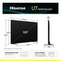 Hisense 100U7QTU - Televisor 100" / 254 cm 4K Ultra HD Mini-LED ULED Smart TV, 144 Hz, HDR10+, AMD FreeSync Premium Pro, Bluetooth, WiFi, VIDAA U9, Negro