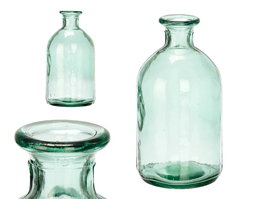 Giftdecor Botella Redonda Transparente Vidrio 21 cm (Set de 6)