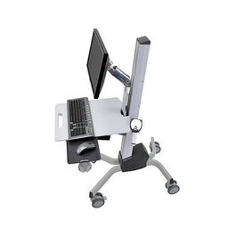 Ergotron Neo-Flex LCD Cart - Carro/Soporte Multimedia con Ruedas para Pantallas Planas hasta 27" (68.6 cm), 11.8 kg, Inclinación y Giro, Bandeja Teclado, Bloqueo y Gestión de Cables