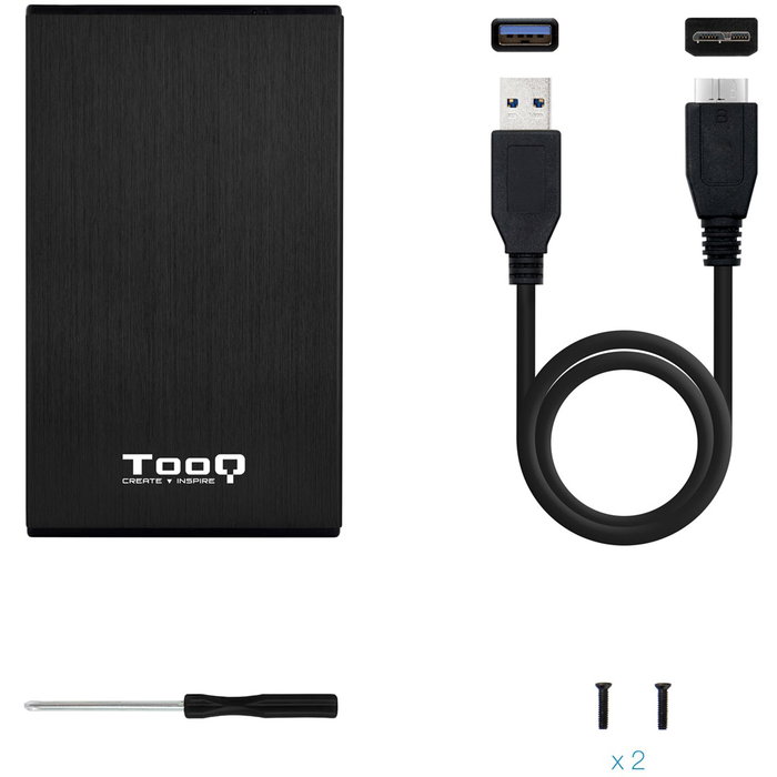 TOOQ Caja Externa para HDD/SSD 2,5'' SATA USB 3.0 Negra TQE-2527B