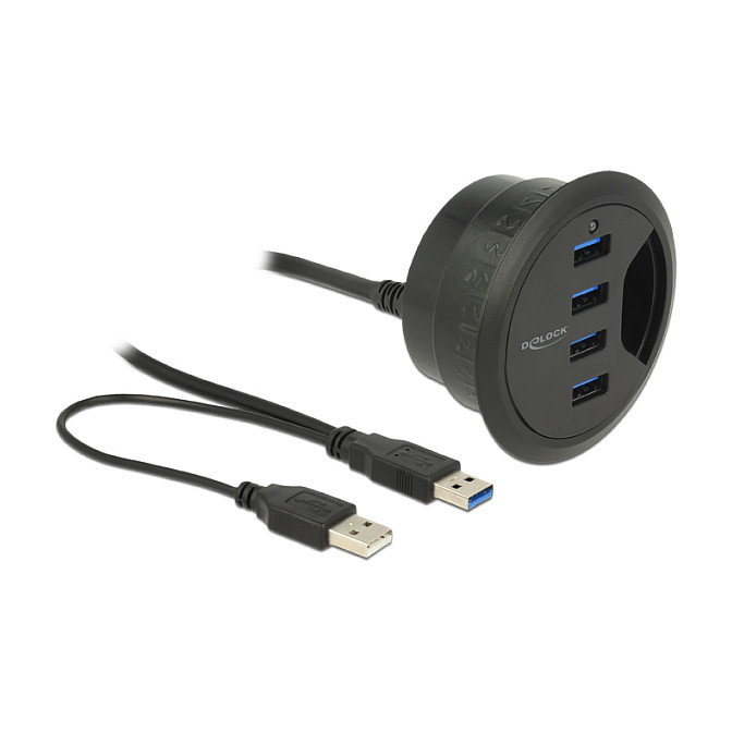 DeLOCK 62868 Hub USB 3.0 de 4 Puertos Tipo A con Cable 0.95 m, Velocidad 5 Gbit/s, Negro