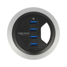 DeLOCK 62868 Hub USB 3.0 de 4 Puertos Tipo A con Cable 0.95 m, Velocidad 5 Gbit/s, Negro