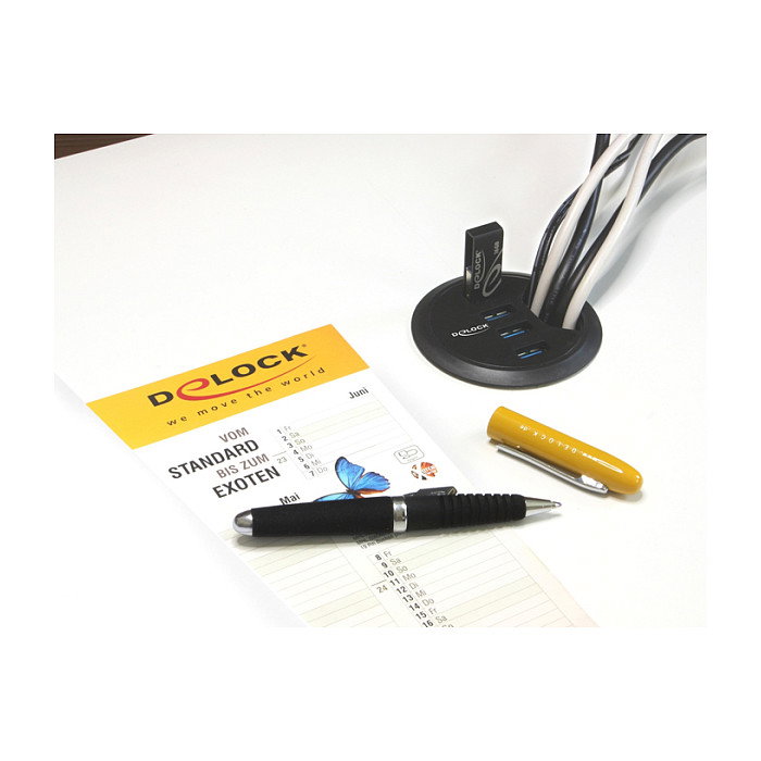 DeLOCK 62868 Hub USB 3.0 de 4 Puertos Tipo A con Cable 0.95 m, Velocidad 5 Gbit/s, Negro