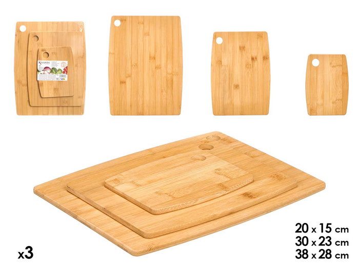 KINVARA Set de 3 Tablas de Cortar de Bambú, 3 Tamaños Diferentes KINVARA Set de 3 Tablas de Cortar de Bambú, 3 Tamaños Diferentes